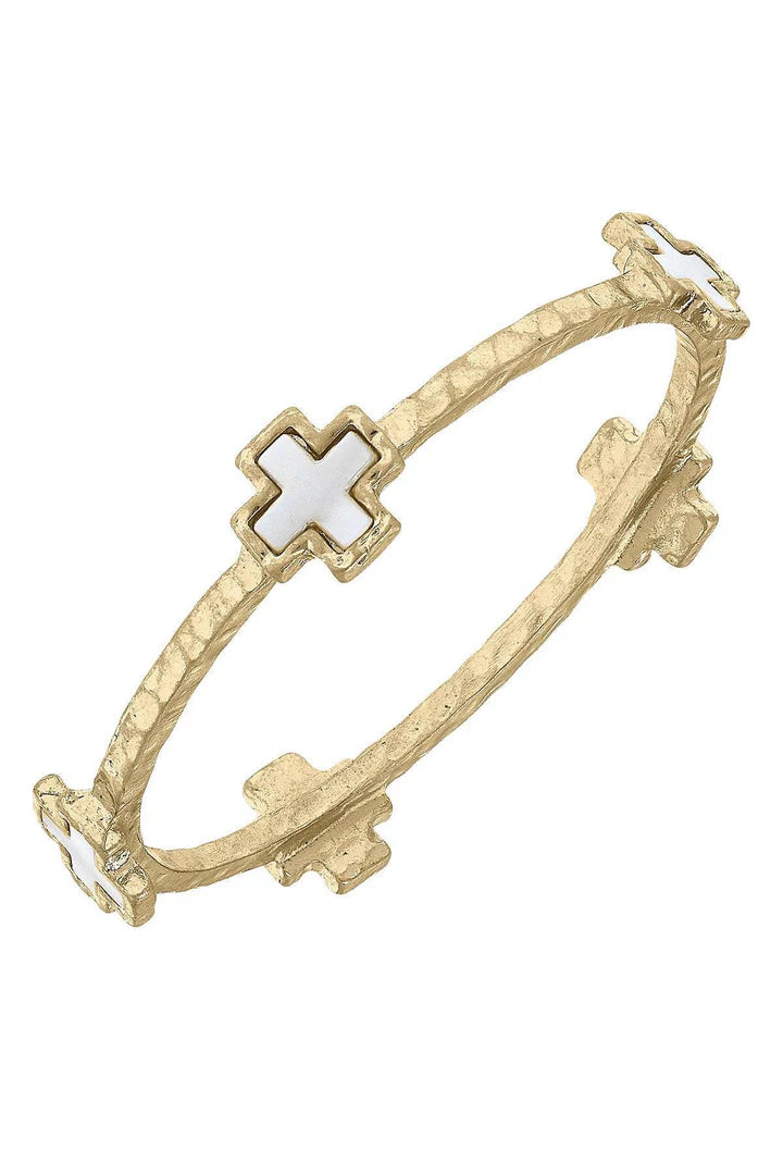 Canvas Bracelet Bethany Cross Mother of Pearl
