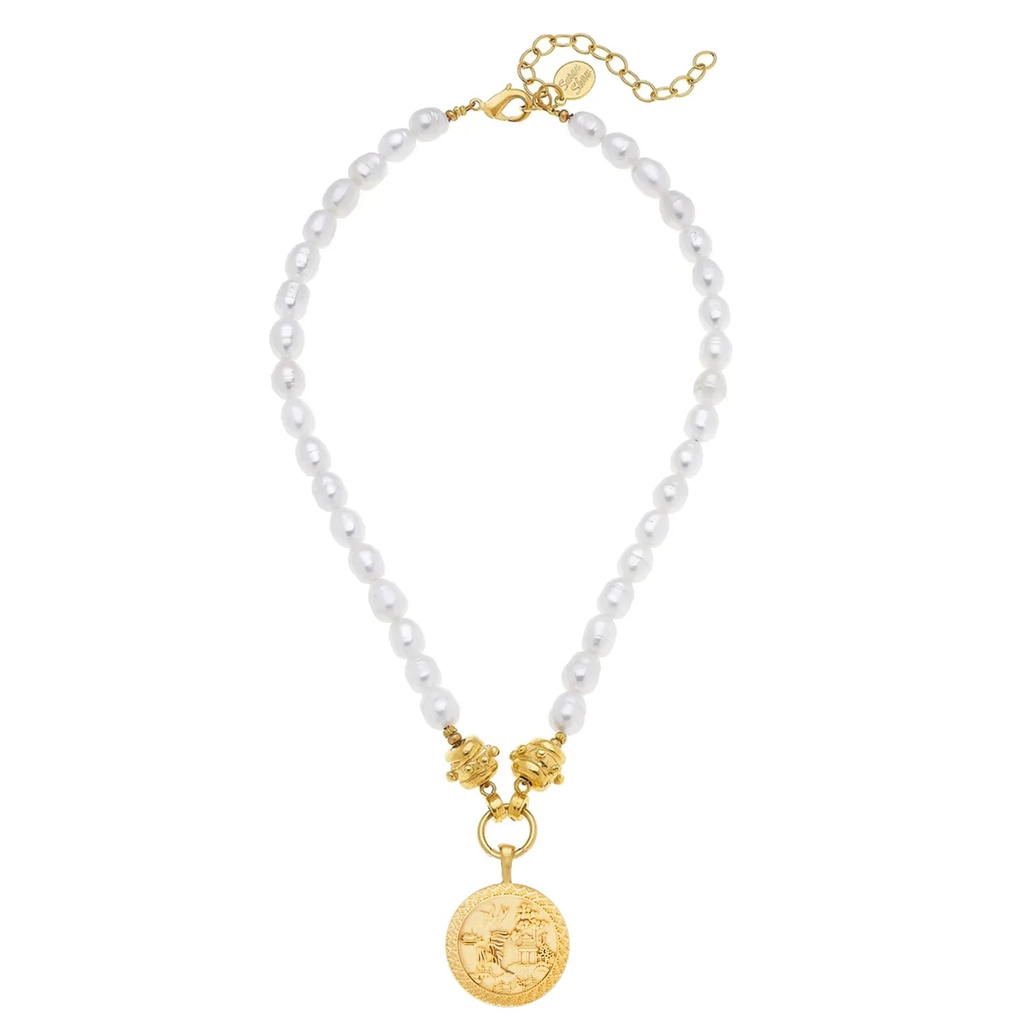Susan Shaw Blue Willow Pearl Necklace