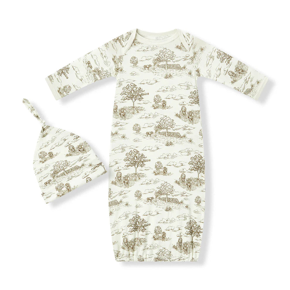 MilkBarn Newborn Gown & Hat