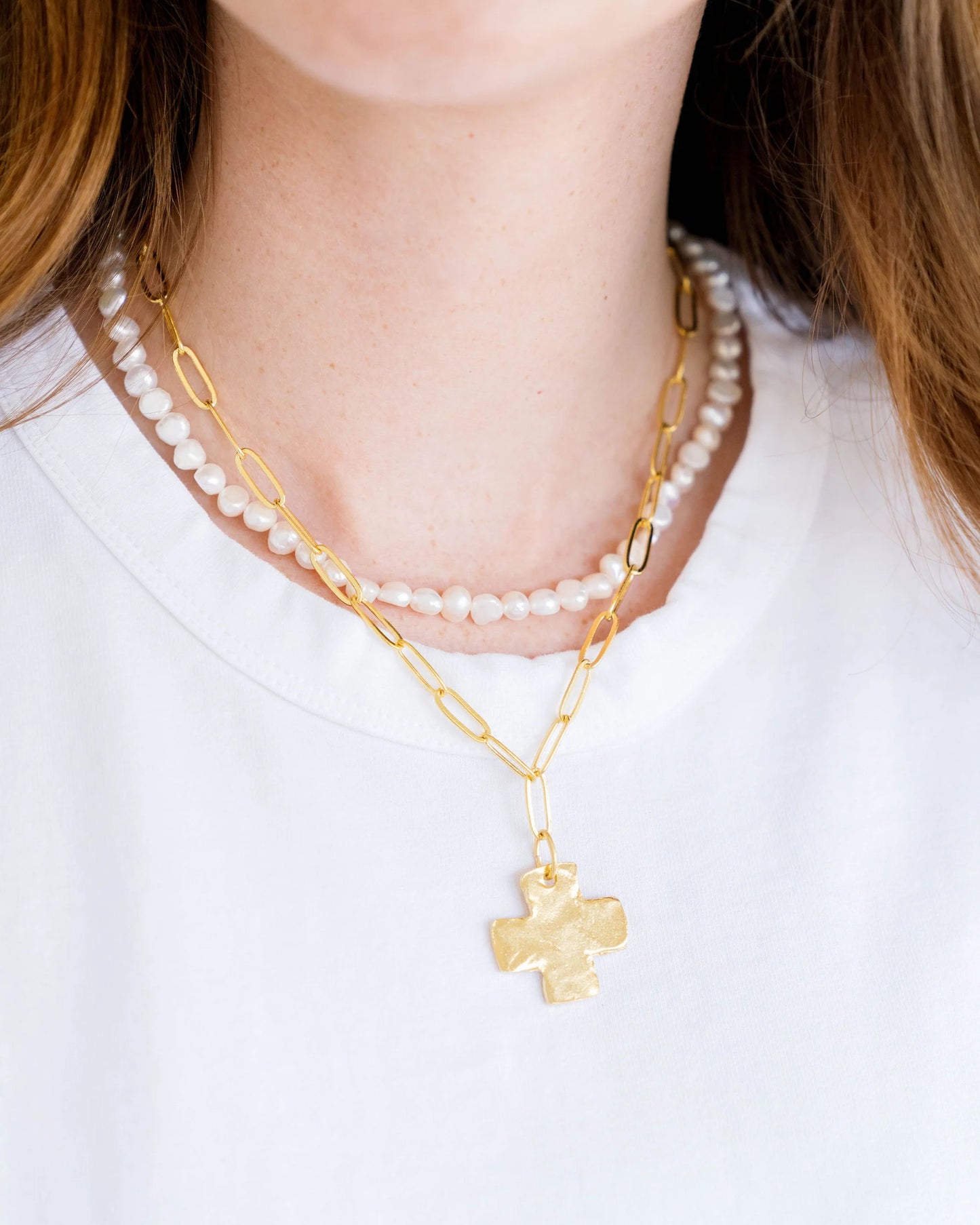 Susan Shaw Cross Piper Paperclip Necklace