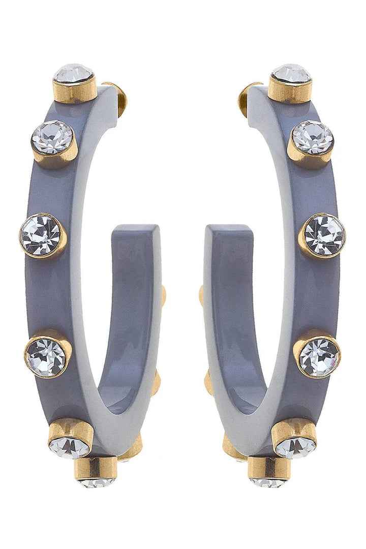 Canvas Renee Resin and Rhinestone Hoop Earrings
