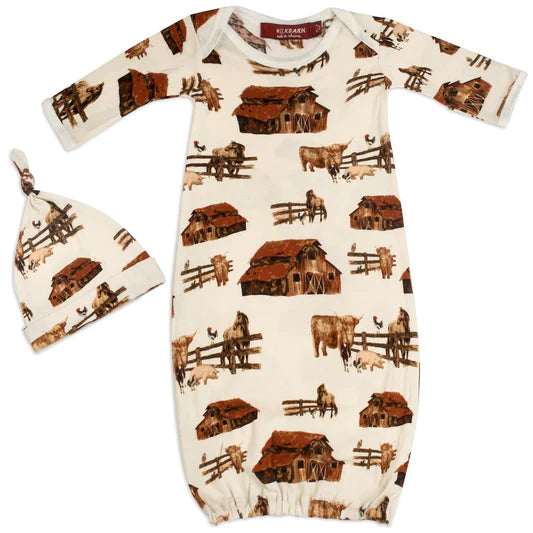 MilkBarn Newborn Gown & Hat