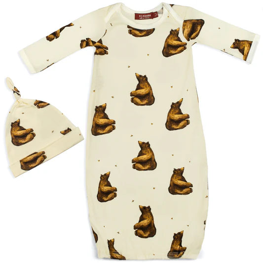 MilkBarn Newborn Gown & Hat