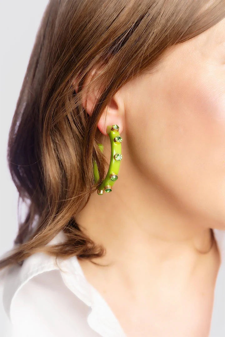 Canvas Renee Resin and Rhinestone Hoop Earrings