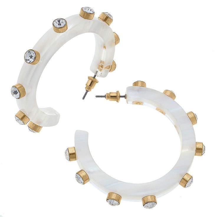 Canvas Renee Resin and Rhinestone Hoop Earrings