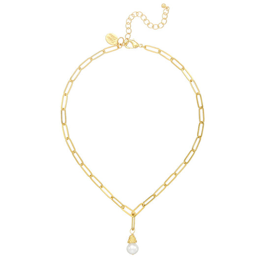 Susan Shaw Freshwater Pearl Paperclip Necklace