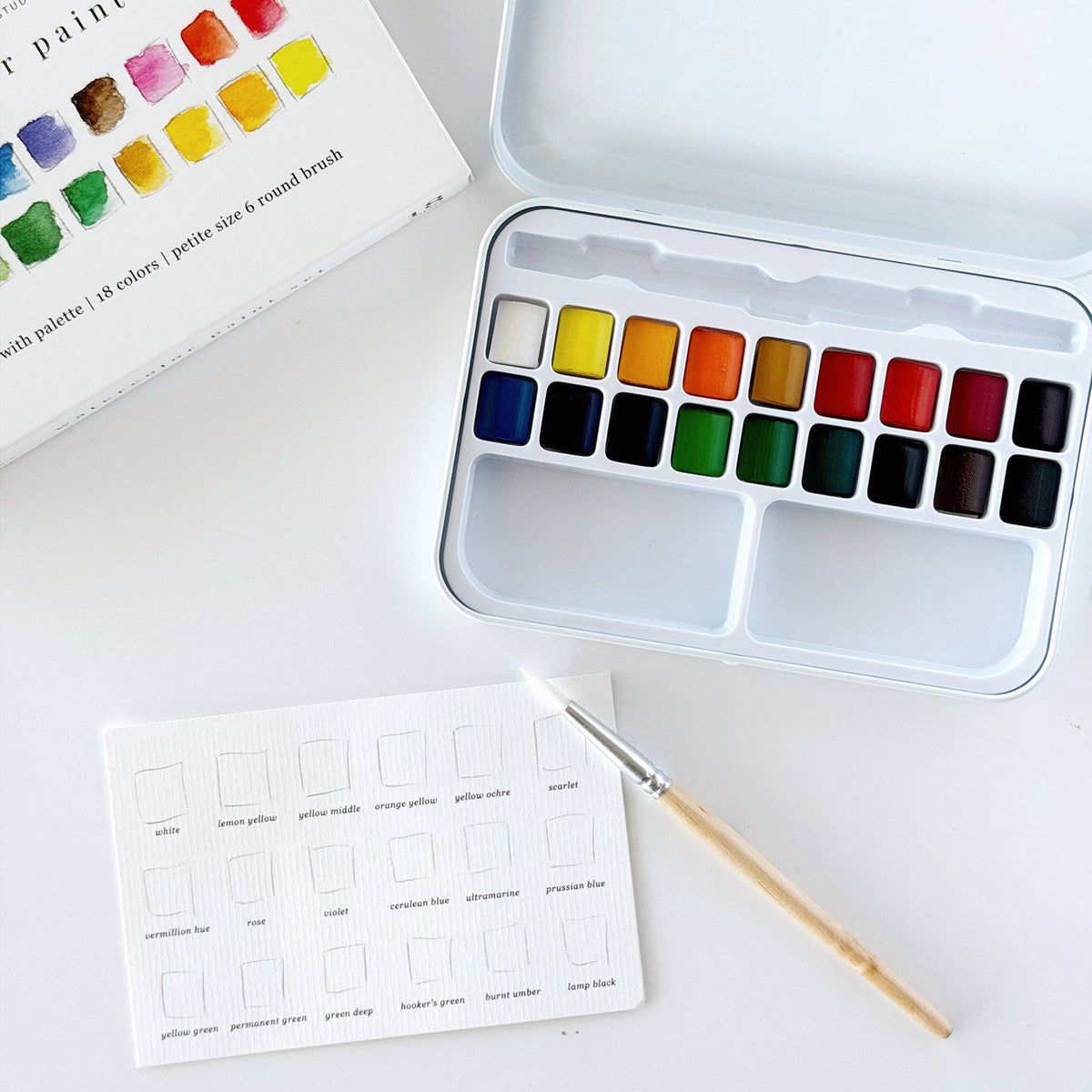 18 Color Watercolor Paint Set with Brush