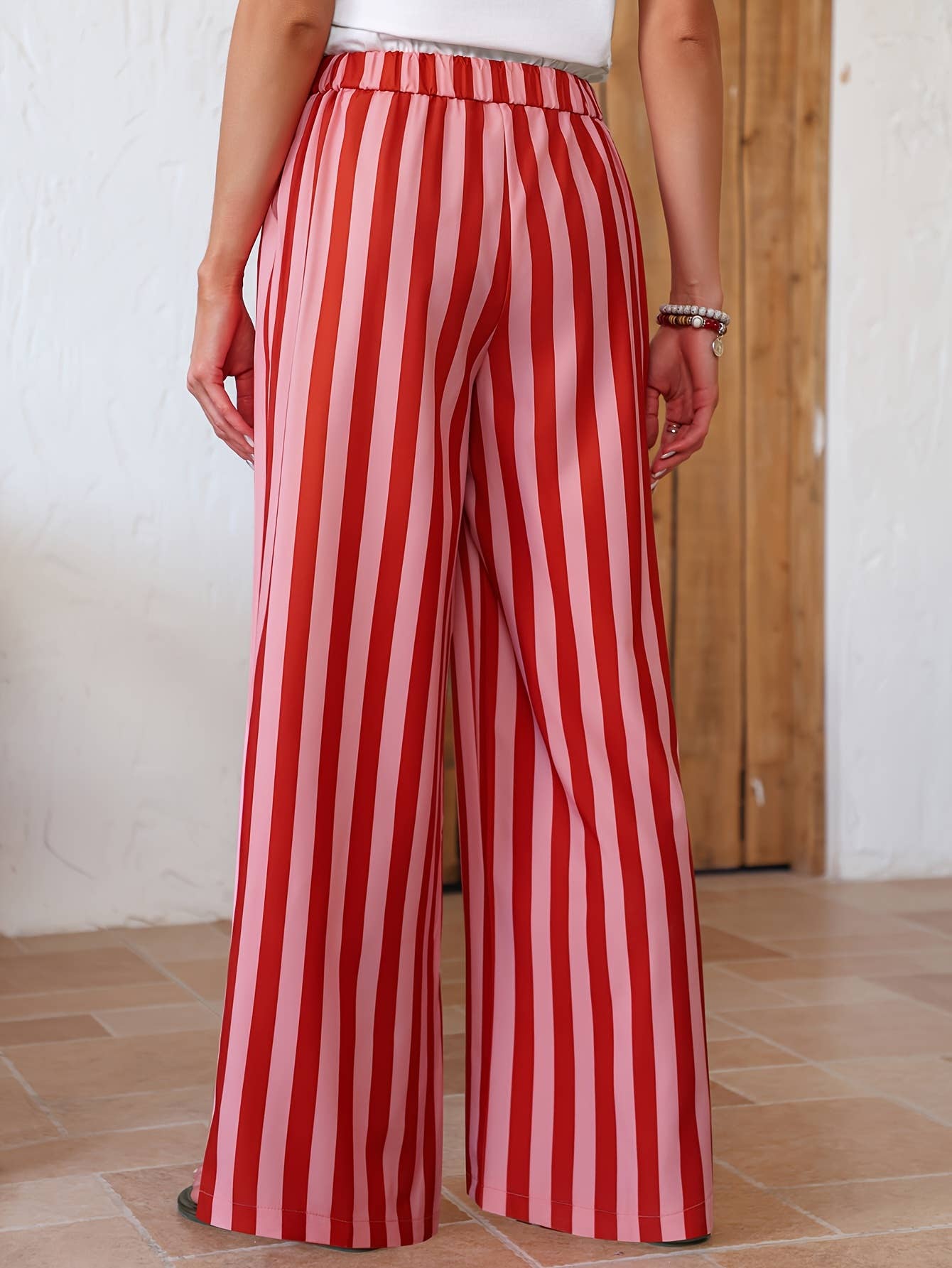 Rosa Clothing Vertical Stripe Lace-Up Pants