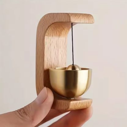 Magnetic Wooden Door Chime – Brass Entry Bell Decor