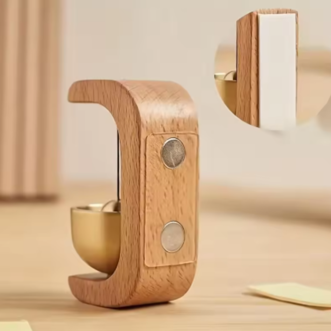 Magnetic Wooden Door Chime – Brass Entry Bell Decor