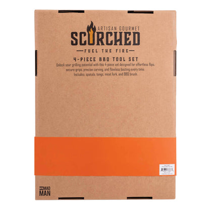 Scorched 4-Piece BBQ Tool Set | Men's Grill Tools Gift Set