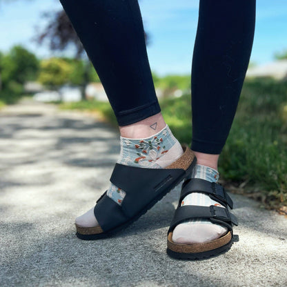 Daisy Dunes Bohemian Spring Floral Ankle Socks - Lace Haden Socks