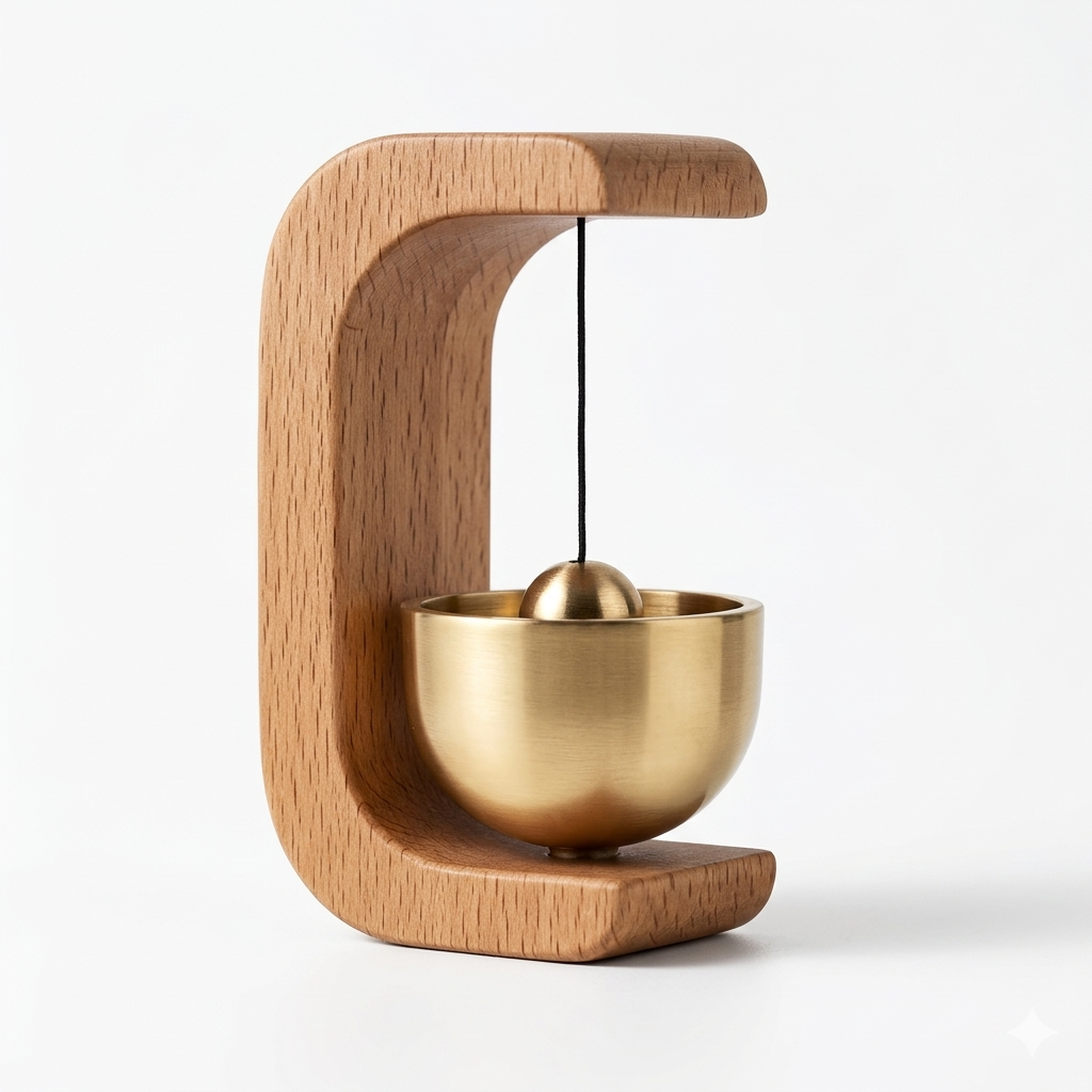 Magnetic Wooden Door Chime – Brass Entry Bell Decor