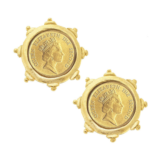 Susan Shaw Queen Elizabeth II Coin Studs