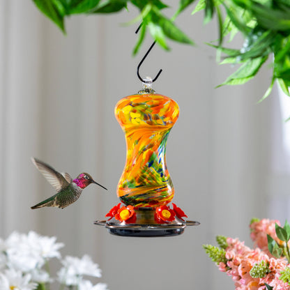 Art Glass Swirl Hummingbird Feeder