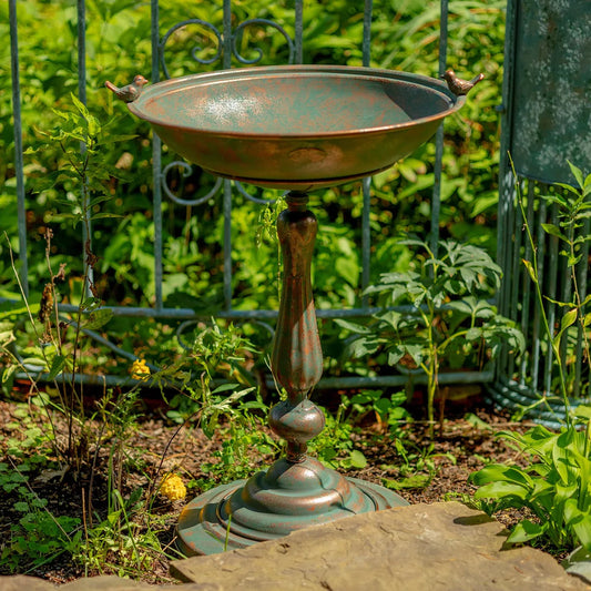 Zaer Antique Bronze Pedestal Birdbath