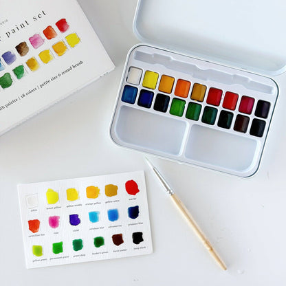 18 Color Watercolor Paint Set with Brush