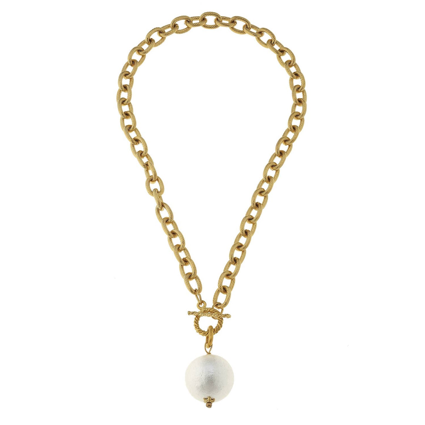 Susan Shaw Cotton Pearl on Gold Toggle Necklace