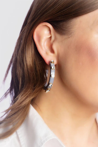 Canvas Renee Resin and Rhinestone Hoop Earrings