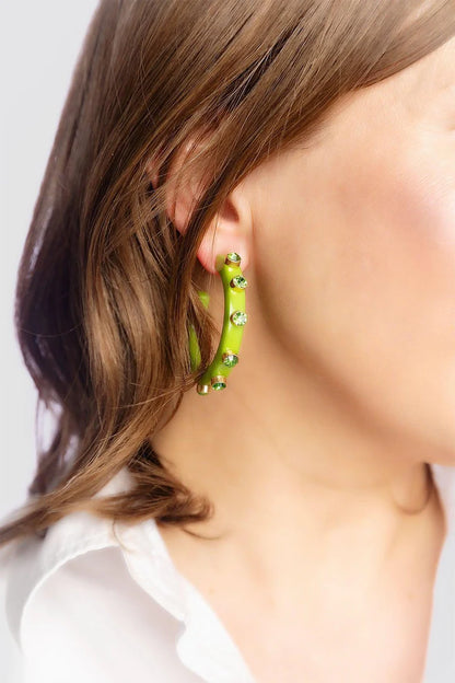 Canvas Renee Resin and Rhinestone Hoop Earrings
