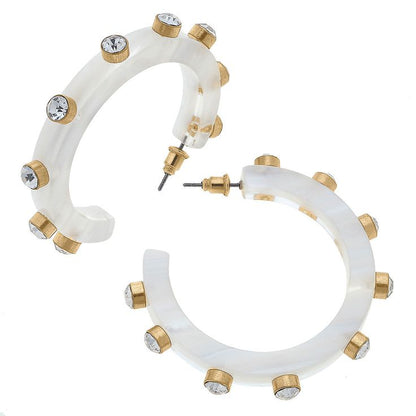 Canvas Renee Resin and Rhinestone Hoop Earrings